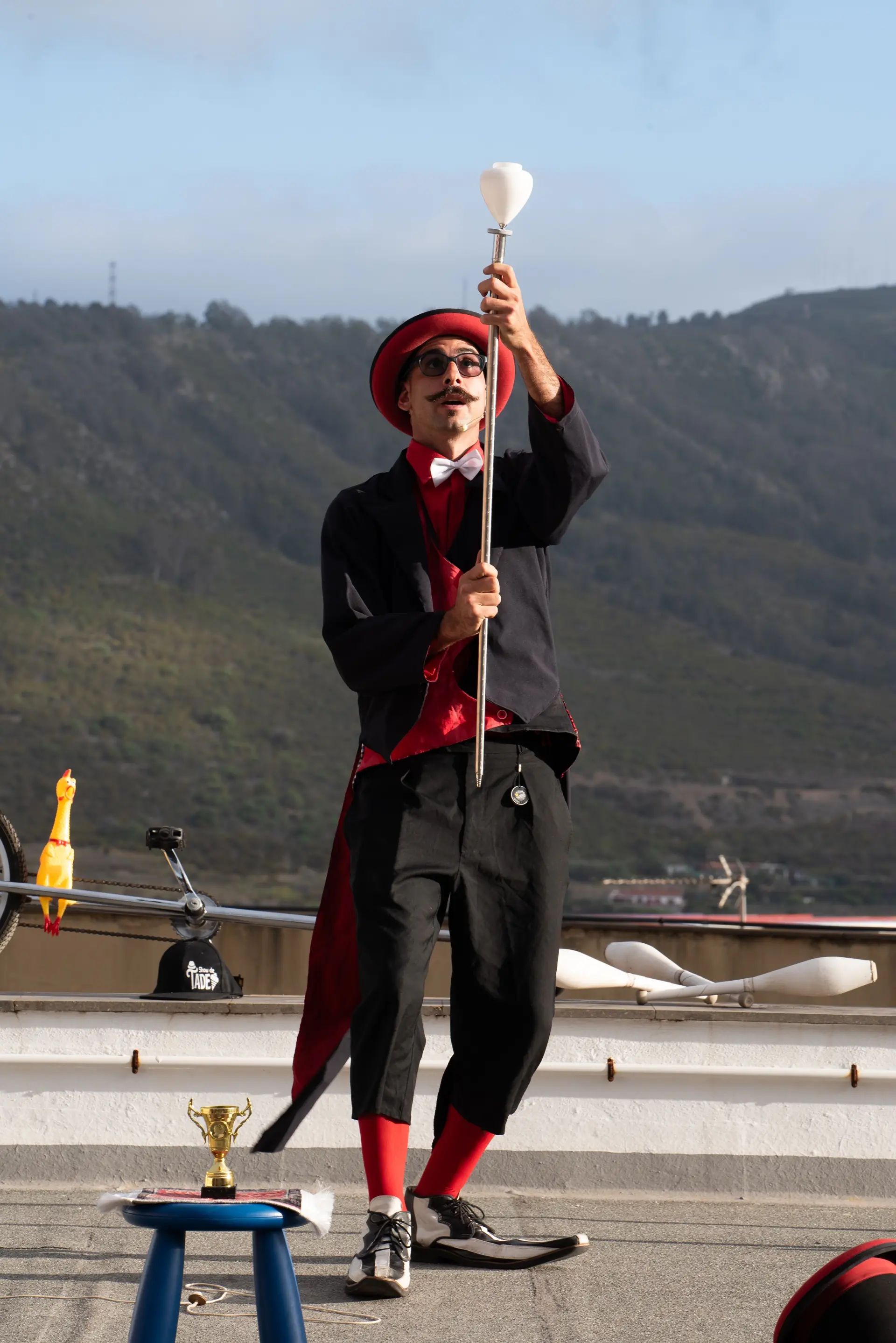 Tadeo in a red hat